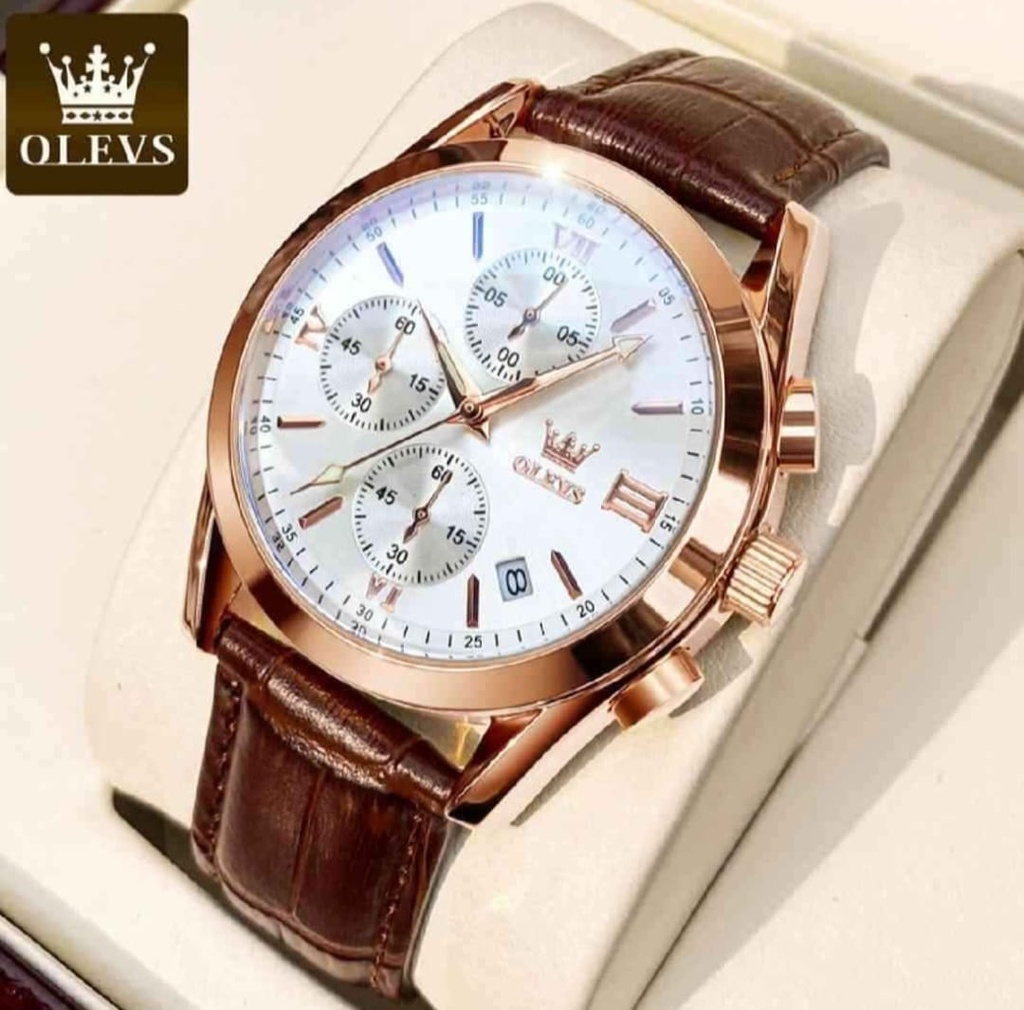 Stylish OLEVS Leather Band fashionable watch